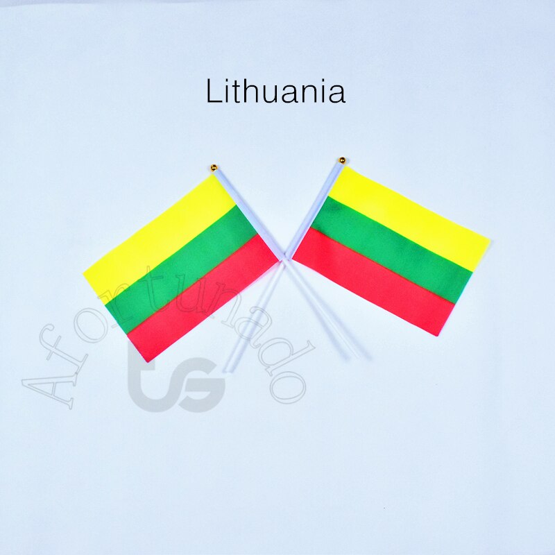 Lithuania  14*21cm 10pieces flags Banner  free shipping Hand waving Flag National Flag  for meet,Parade,party.Hanging,decoration