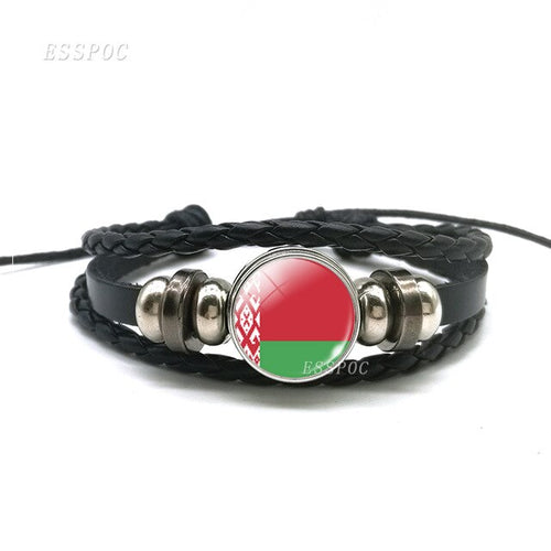 Load image into Gallery viewer, 2019 Fashion Flag Bracelet Russia Ukraine Belarus Estonia Latvia Lithuania Moldova Flag Charm Leather Bracelets Gifts for Men
