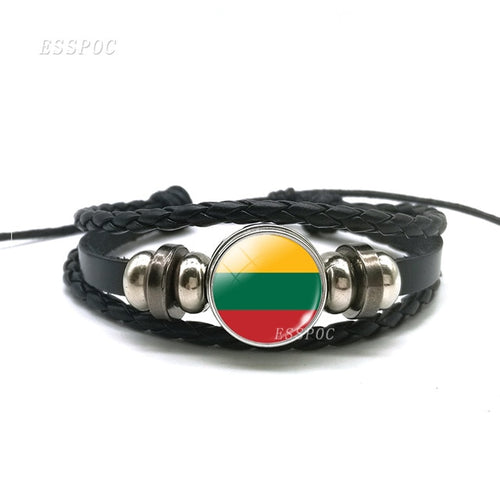 Load image into Gallery viewer, 2019 Fashion Flag Bracelet Russia Ukraine Belarus Estonia Latvia Lithuania Moldova Flag Charm Leather Bracelets Gifts for Men
