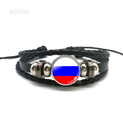 Load image into Gallery viewer, 2019 Fashion Flag Bracelet Russia Ukraine Belarus Estonia Latvia Lithuania Moldova Flag Charm Leather Bracelets Gifts for Men
