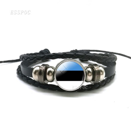 Load image into Gallery viewer, 2019 Fashion Flag Bracelet Russia Ukraine Belarus Estonia Latvia Lithuania Moldova Flag Charm Leather Bracelets Gifts for Men
