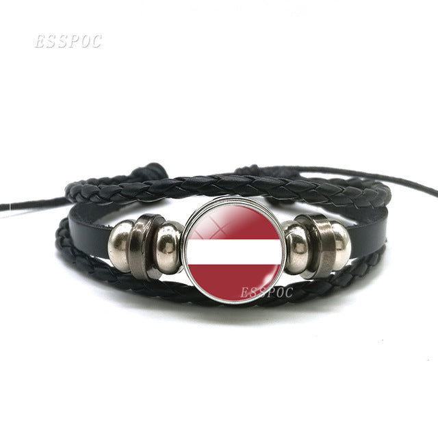 2019 Fashion Flag Bracelet Russia Ukraine Belarus Estonia Latvia Lithuania Moldova Flag Charm Leather Bracelets Gifts for Men
