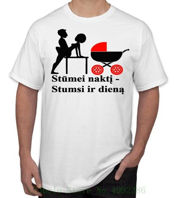 Lt T Shirt Lietuva Lithuania " Stumei Nakt ? , Stumsi Dien ? " Vilnius Kaunas Round Neck Men Top Tee