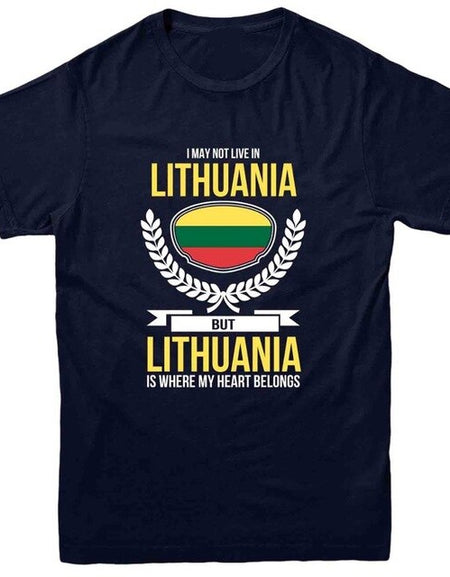Lithuania T-Shirt, My Heart Belongs To Lithuania Country Love Tee Top 2019 Summer T-Shirts for Men T Shirt Hot Sale Clothes