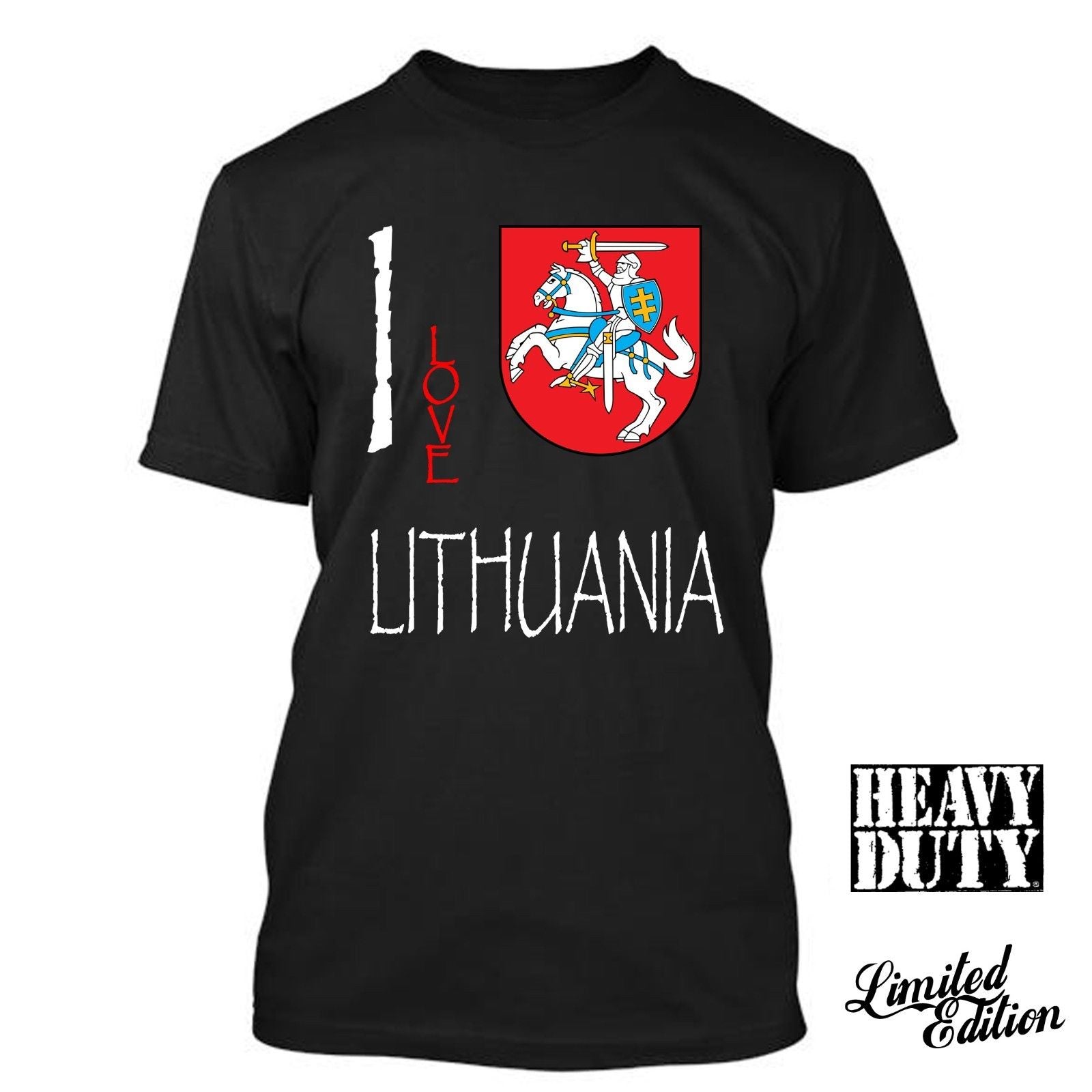 Print Tees Short Sleeve O-Neck LITHUANIA I Love Culture Flag T SHIRT TEES Men Summer Style