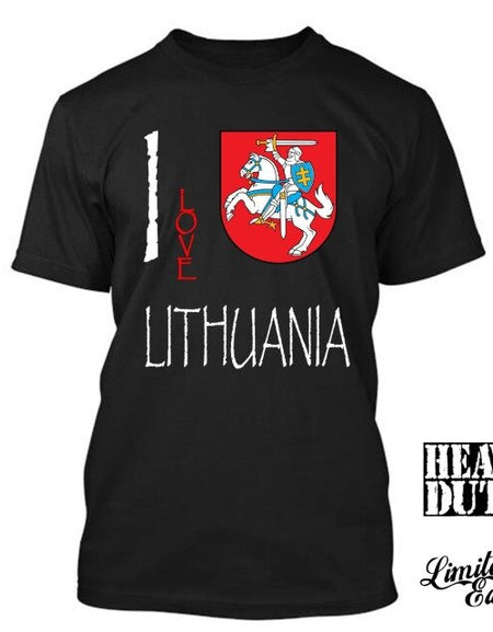 Print Tees Short Sleeve O-Neck LITHUANIA I Love Culture Flag T SHIRT TEES Men Summer Style