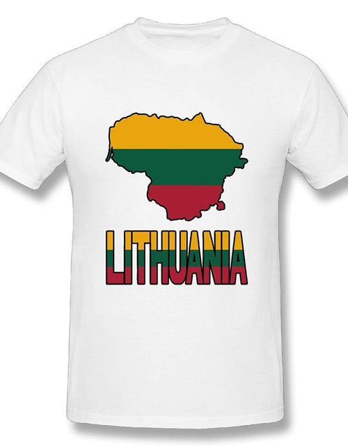 Load image into Gallery viewer, Funny Men's Lithuania Map Flag and Text 100% Cotton Prints Casual Short Sleeve Tee Hot Sale Men T Shirt Fashion

