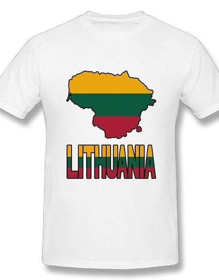 Funny Men's Lithuania Map Flag and Text 100% Cotton Prints Casual Short Sleeve Tee Hot Sale Men T Shirt Fashion