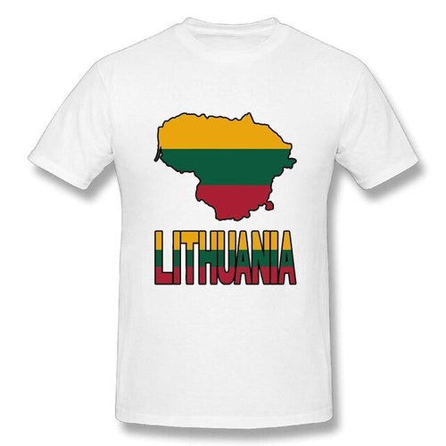 Load image into Gallery viewer, Funny Men's Lithuania Map Flag and Text 100% Cotton Prints Casual Short Sleeve Tee Hot Sale Men T Shirt Fashion
