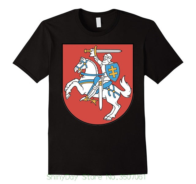 High Quality Casual Printing Tee Lithuania Coat Of Arms T Shirt National Lithuanian Emblem