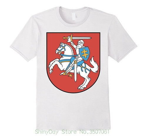 Load image into Gallery viewer, High Quality Casual Printing Tee Lithuania Coat Of Arms T Shirt National Lithuanian Emblem
