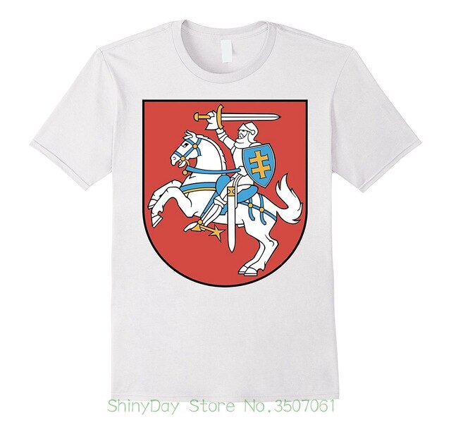 High Quality Casual Printing Tee Lithuania Coat Of Arms T Shirt National Lithuanian Emblem