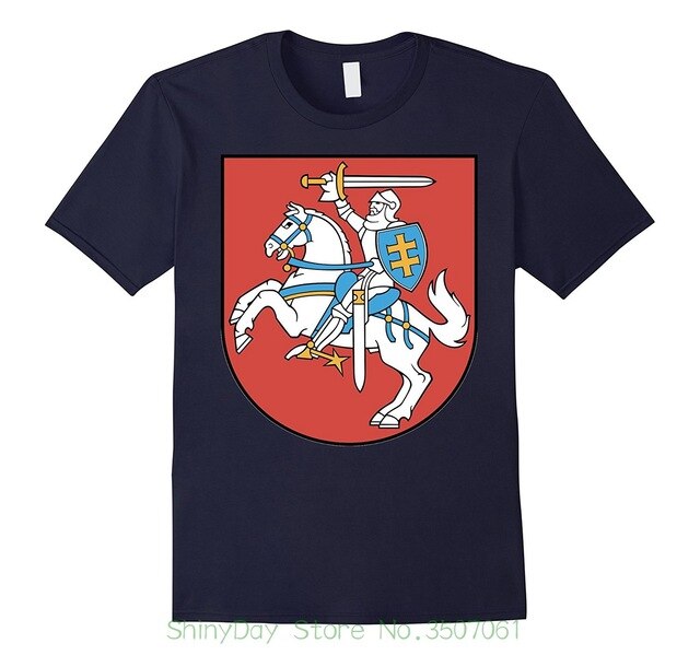 High Quality Casual Printing Tee Lithuania Coat Of Arms T Shirt National Lithuanian Emblem