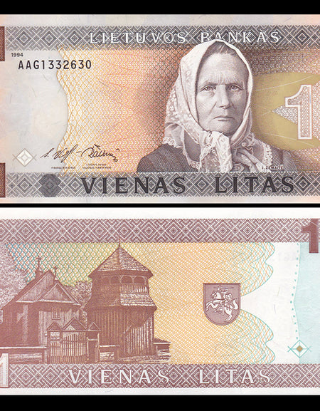 Lithuania 1 Lit, 1994, P-53, UNC, Uncirculated, Collection, Gift, Europe, Genuine, Original Paper Notes