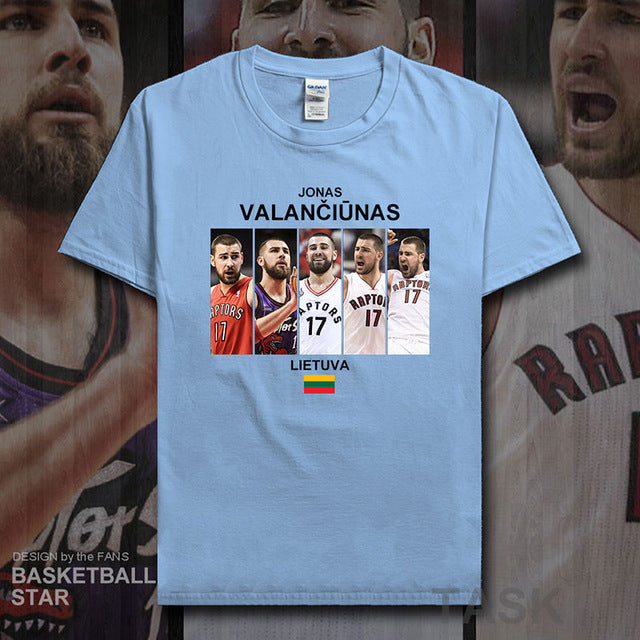 Jonas t shirt men jerseys Valanciunas Lithuania basketballer star tshirt cotton fitness clothing fitness t-shirts fans tees 20
