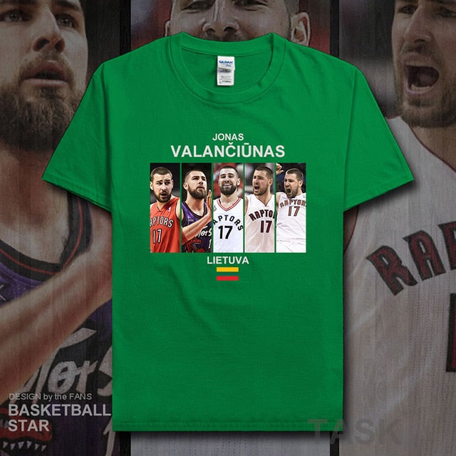 Jonas t shirt men jerseys Valanciunas Lithuania basketballer star tshirt cotton fitness clothing fitness t-shirts fans tees 20