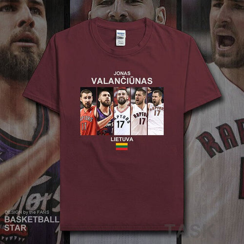 Load image into Gallery viewer, Jonas t shirt men jerseys Valanciunas Lithuania basketballer star tshirt cotton fitness clothing fitness t-shirts fans tees 20
