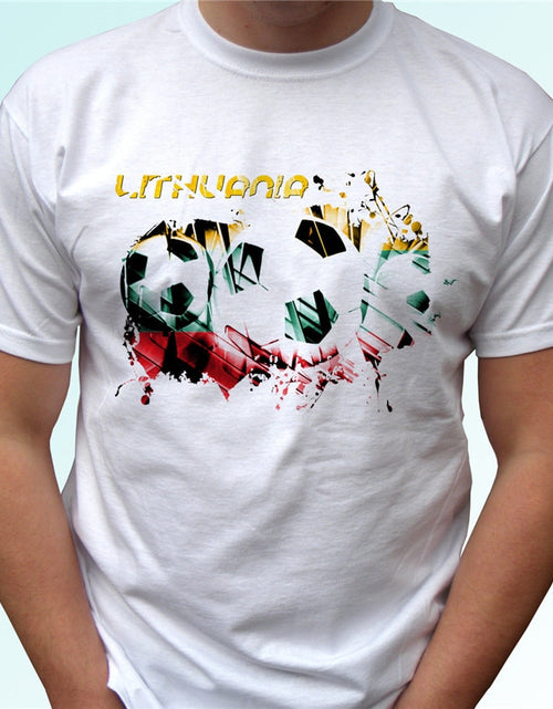 Load image into Gallery viewer, Lithuania Football Flag White T-shirt Soccer Style Design Mens Womens Kids Baby Cool Casual Pride Fitness T Shirt Men Unisex New
