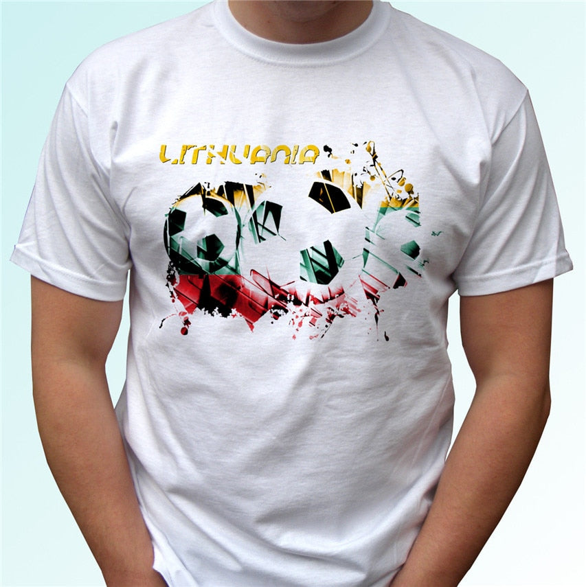 Lithuania Football Flag White T-shirt Soccer Style Design Mens Womens Kids Baby Cool Casual Pride Fitness T Shirt Men Unisex New