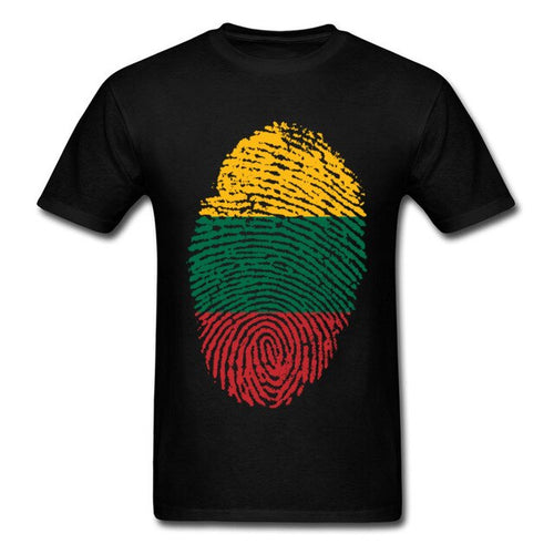 Load image into Gallery viewer, Lithuania Flag Fingerprint Tops Graphic Tees Men T Shirt Summer T-shirt Black Tshirt Cotton Clothing Striped Shirts Vintage
