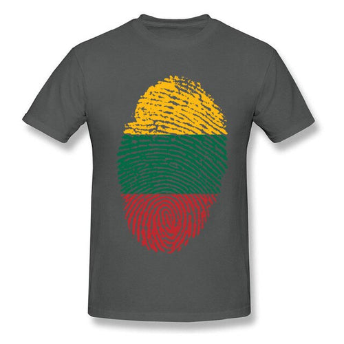 Load image into Gallery viewer, Lithuania Flag Fingerprint Tops Graphic Tees Men T Shirt Summer T-shirt Black Tshirt Cotton Clothing Striped Shirts Vintage

