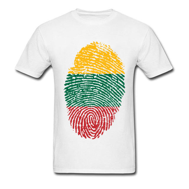 Lithuania Flag Fingerprint Tops Graphic Tees Men T Shirt Summer T-shirt Black Tshirt Cotton Clothing Striped Shirts Vintage