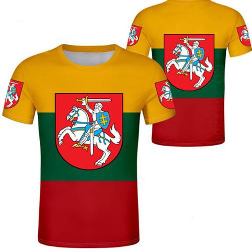 Load image into Gallery viewer, LITHUANIA male youth diy free custom photo country ltu t shirt nation flag lt lietuva lietuvos lithuanian casual boy clothes
