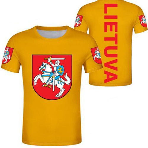 Load image into Gallery viewer, LITHUANIA male youth diy free custom photo country ltu t shirt nation flag lt lietuva lietuvos lithuanian casual boy clothes
