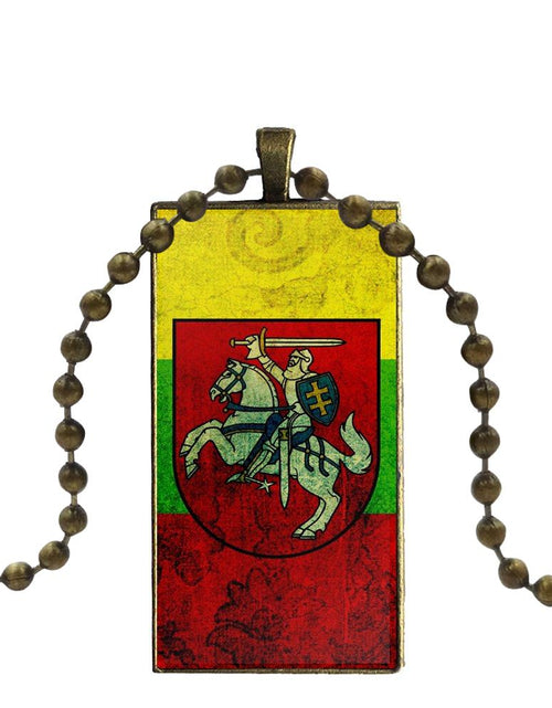 Load image into Gallery viewer, Lithuania National Flag Emblem Brand Bronze Color Jewelry Fashion Statement Necklace Glass Necklaces Pendants For Girls

