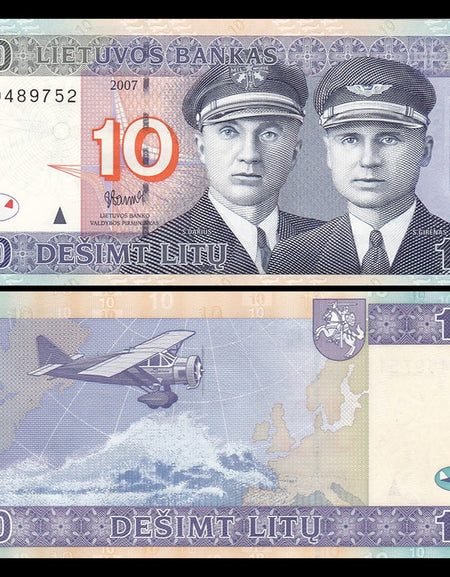 Lithuania 10 Litas, 2007, P-68,  UNC, Europe, Banknotes, Collection, Gift, Genuine Original Paper Notes