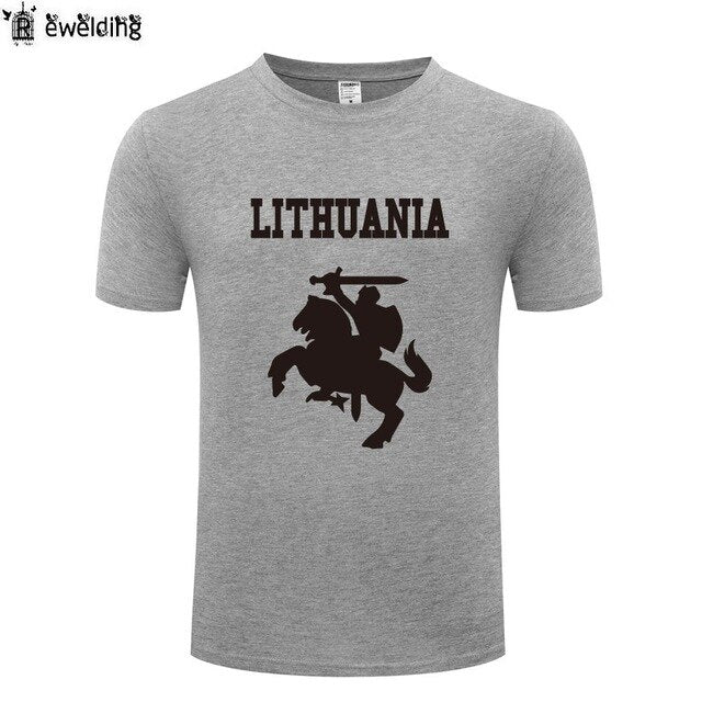 Lithuania Coat of Arms T Shirts Men Short Sleeve O Neck Cotton Man T-Shirt Cool Funny Streetwear Top Tee Bid Size Summer Style