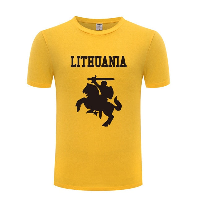 Lithuania Coat of Arms T Shirts Men Short Sleeve O Neck Cotton Man T-Shirt Cool Funny Streetwear Top Tee Bid Size Summer Style