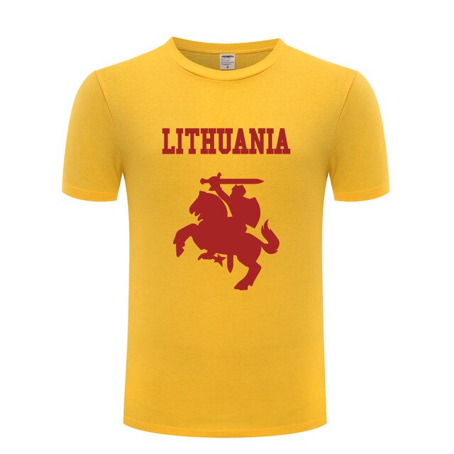 Lithuania Coat of Arms T Shirts Men Short Sleeve O Neck Cotton Man T-Shirt Cool Funny Streetwear Top Tee Bid Size Summer Style