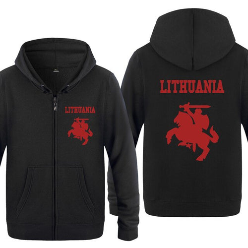 Load image into Gallery viewer, Lithuania Coat of Arms Creative Hoodies Men 2018 Men's Fleece Zipper Cardigans Hooded Sweatshirts
