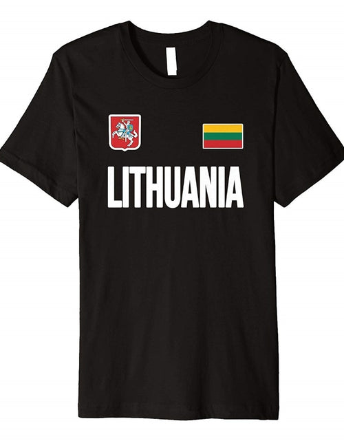 Load image into Gallery viewer, 2019 Men Short Sleeve Cool T-Shirts Designs Best Selling Men Lithuania T-Shirt Lithuanian Flag Soccer Fan Jersey Lietuva T-Shirt
