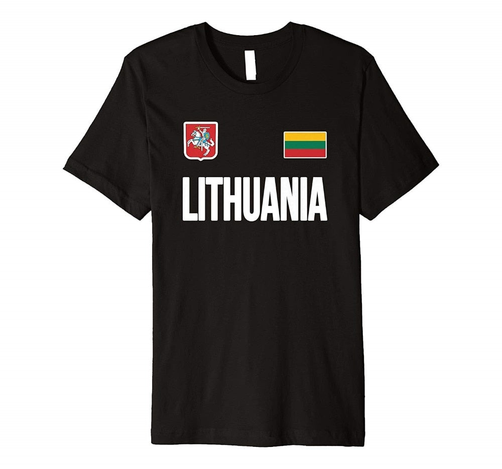 2019 Men Short Sleeve Cool T-Shirts Designs Best Selling Men Lithuania T-Shirt Lithuanian Flag Soccer Fan Jersey Lietuva T-Shirt