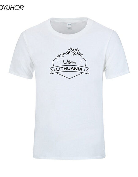 Vilnius Lithuania Prined T shirt Men Summer Casual Short Sleeve Cotton T-shirts Funny City Design Tees Top Homme