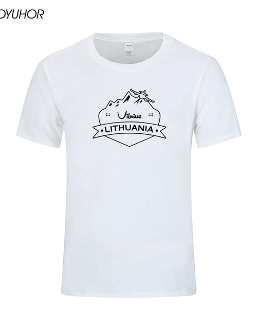 Load image into Gallery viewer, Vilnius Lithuania Prined T shirt Men Summer Casual Short Sleeve Cotton T-shirts Funny City Design Tees Top Homme
