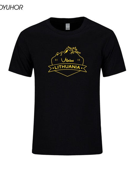 Vilnius Lithuania Prined T shirt Men Summer Casual Short Sleeve Cotton T-shirts Funny City Design Tees Top Homme
