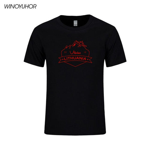 Load image into Gallery viewer, Vilnius Lithuania Prined T shirt Men Summer Casual Short Sleeve Cotton T-shirts Funny City Design Tees Top Homme
