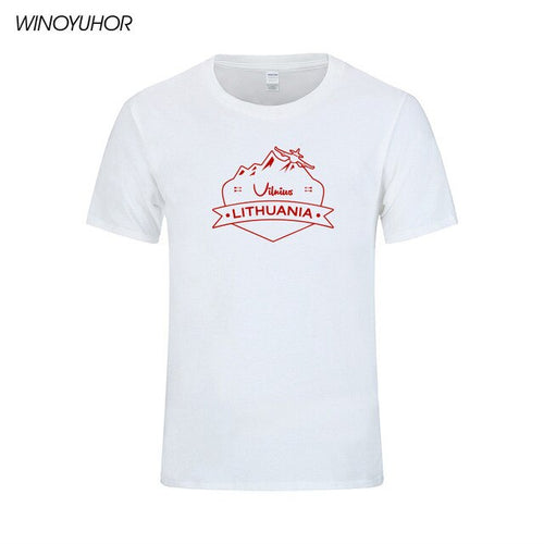 Load image into Gallery viewer, Vilnius Lithuania Prined T shirt Men Summer Casual Short Sleeve Cotton T-shirts Funny City Design Tees Top Homme
