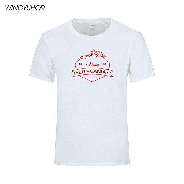 Vilnius Lithuania Prined T shirt Men Summer Casual Short Sleeve Cotton T-shirts Funny City Design Tees Top Homme