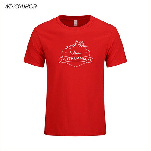 Load image into Gallery viewer, Vilnius Lithuania Prined T shirt Men Summer Casual Short Sleeve Cotton T-shirts Funny City Design Tees Top Homme
