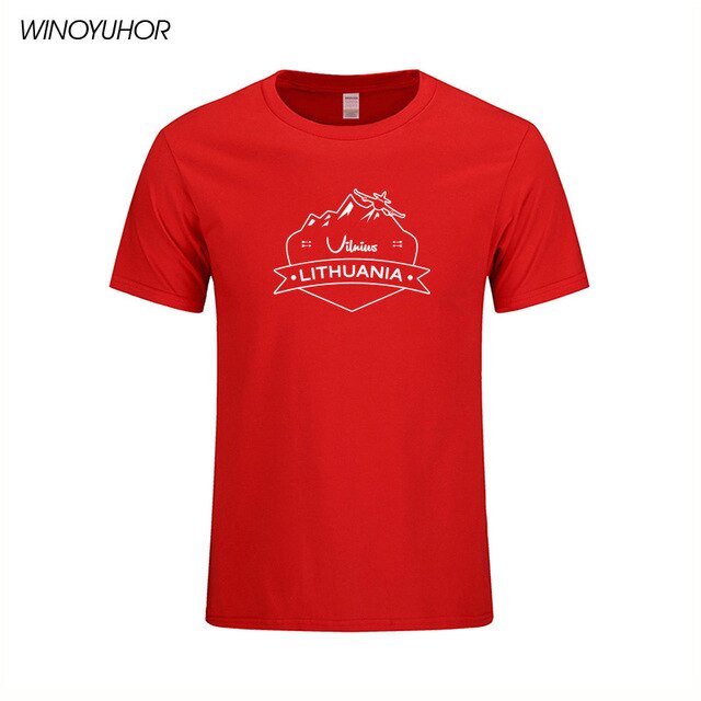 Vilnius Lithuania Prined T shirt Men Summer Casual Short Sleeve Cotton T-shirts Funny City Design Tees Top Homme
