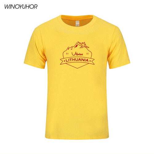Load image into Gallery viewer, Vilnius Lithuania Prined T shirt Men Summer Casual Short Sleeve Cotton T-shirts Funny City Design Tees Top Homme
