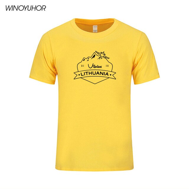 Vilnius Lithuania Prined T shirt Men Summer Casual Short Sleeve Cotton T-shirts Funny City Design Tees Top Homme