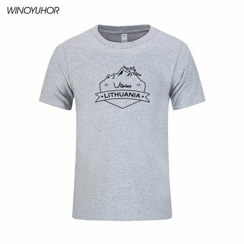 Load image into Gallery viewer, Vilnius Lithuania Prined T shirt Men Summer Casual Short Sleeve Cotton T-shirts Funny City Design Tees Top Homme
