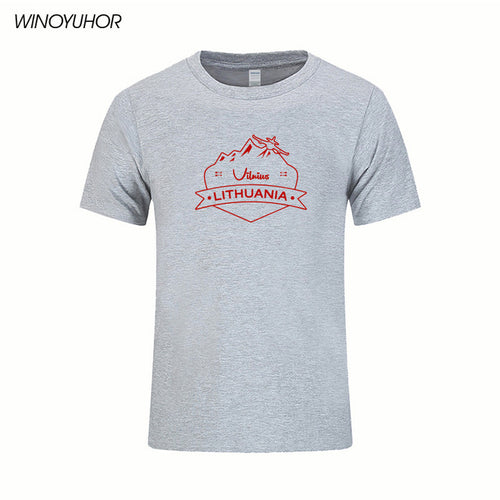 Load image into Gallery viewer, Vilnius Lithuania Prined T shirt Men Summer Casual Short Sleeve Cotton T-shirts Funny City Design Tees Top Homme
