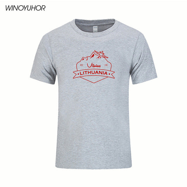 Vilnius Lithuania Prined T shirt Men Summer Casual Short Sleeve Cotton T-shirts Funny City Design Tees Top Homme