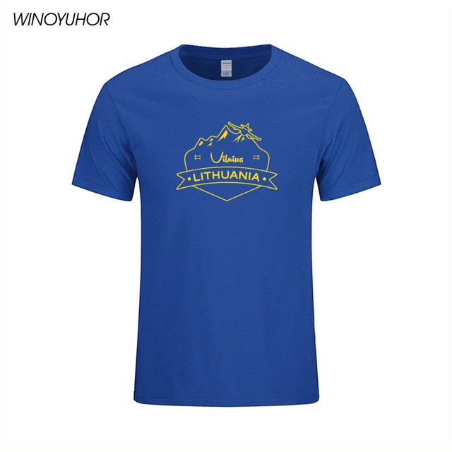 Vilnius Lithuania Prined T shirt Men Summer Casual Short Sleeve Cotton T-shirts Funny City Design Tees Top Homme